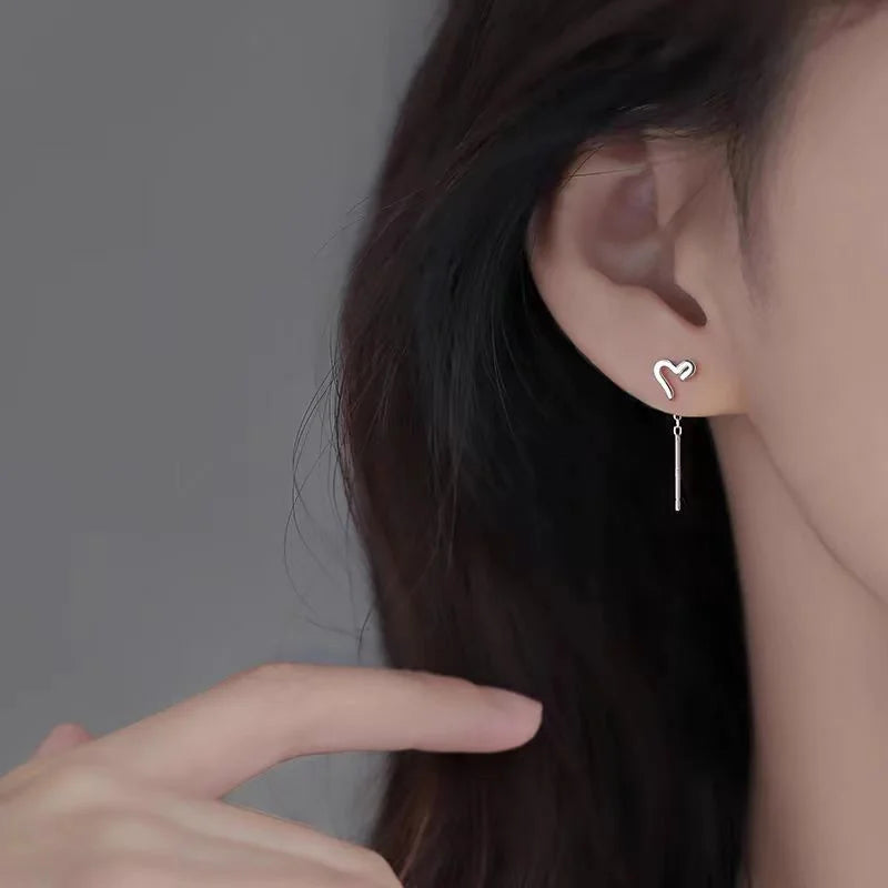 Boucles d’oreilles femme en argent 925 – Cœur mignon à la mode.