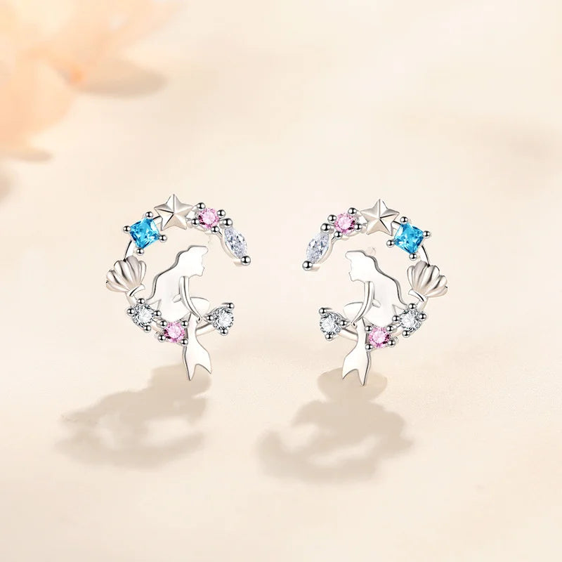 Ensemble de bijoux femme – Pendentif féerique étoile et lune en cristal.