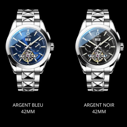 Montre CARNIVAL Tourbillon homme – mécanique automatique, acier tungstène, saphir, étanche 50M.