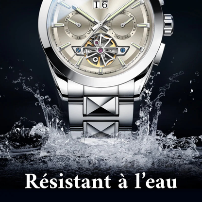 Montre CARNIVAL Tourbillon homme – mécanique automatique, acier tungstène, saphir, étanche 50M.