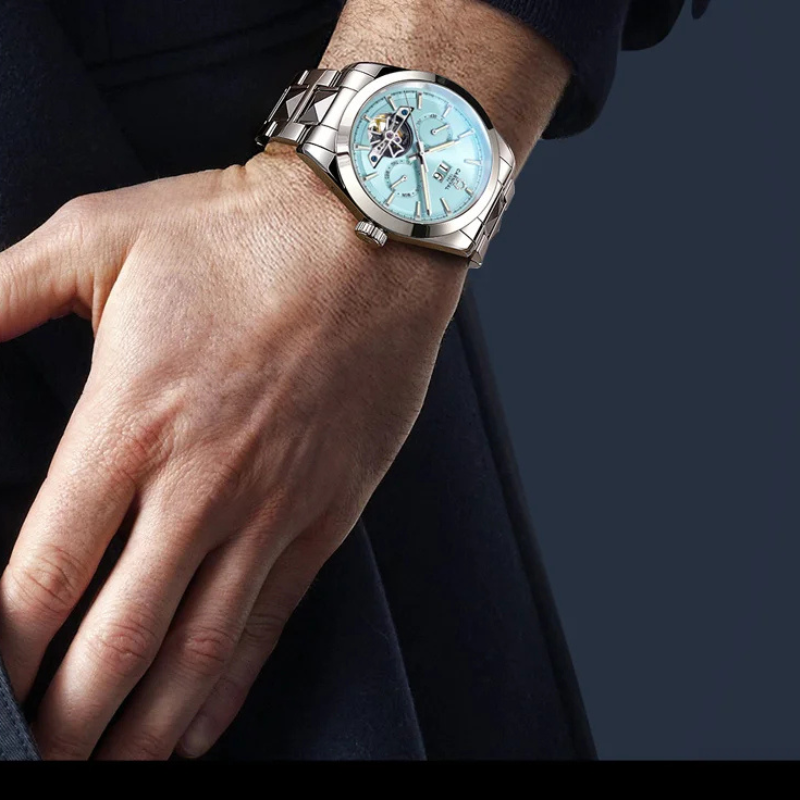 Montre CARNIVAL Tourbillon homme – mécanique automatique, acier tungstène, saphir, étanche 50M.