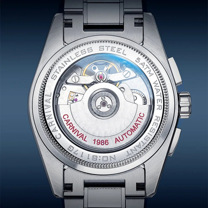 Montre CARNIVAL Tourbillon homme – mécanique automatique, acier tungstène, saphir, étanche 50M.