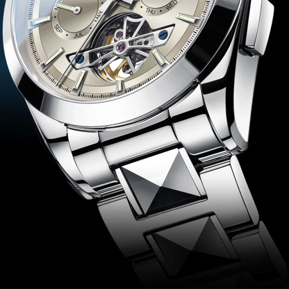 Montre CARNIVAL Tourbillon homme – mécanique automatique, acier tungstène, saphir, étanche 50M.