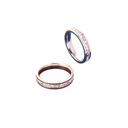 Bague de mariage en acier inoxydable avec Zircon blanc – 1 ou 2 rangées scintillantes.