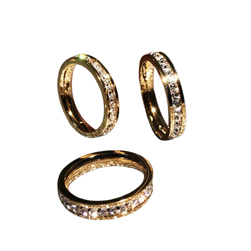 Bague de mariage en acier inoxydable avec Zircon blanc – 1 ou 2 rangées scintillantes.