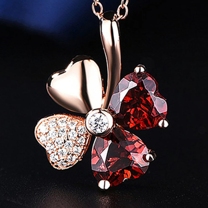 Collier femme – Argent Sterling 925 plaqué or rose avec pendentif en cristal brillant.