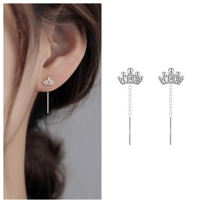 Boucles d’oreilles femme – Couronne à pampilles en argent sterling 925.