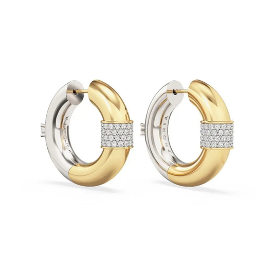 Créoles ORZEL plaqué or 18K – Zircon & acier inoxydable étanche.