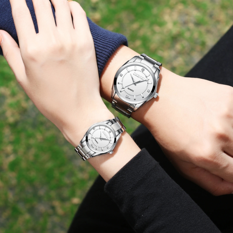 Montre femme – Quartz argentée, acier inoxydable & étanche.