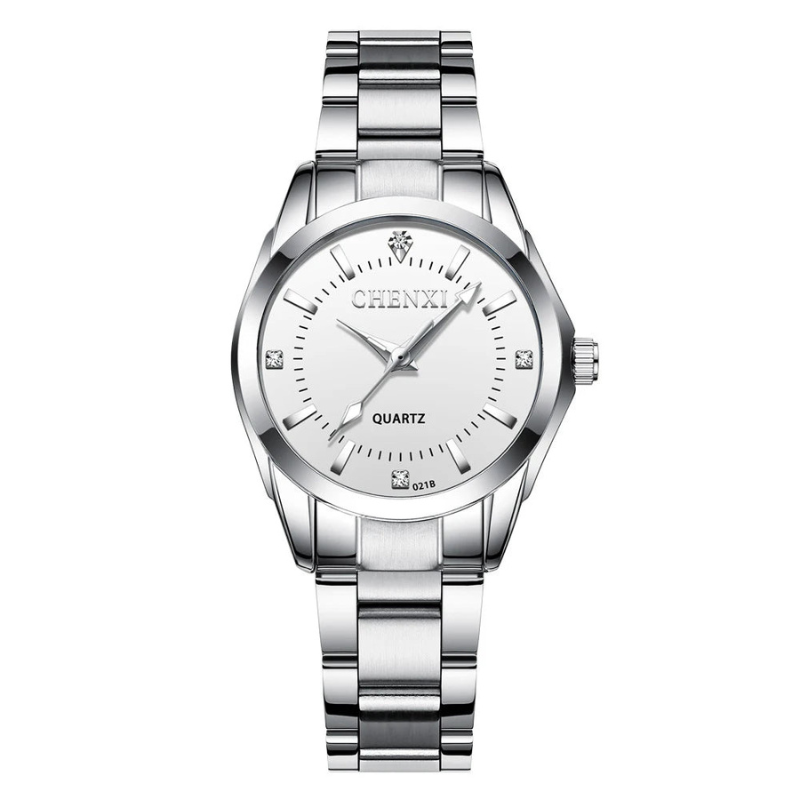 Montre femme – Quartz argentée, acier inoxydable & étanche.