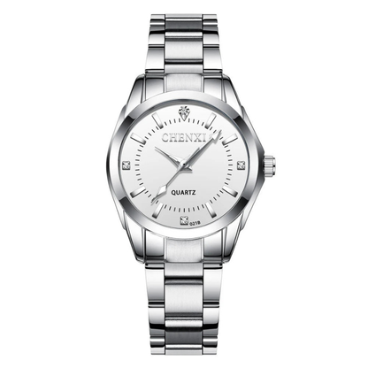 Montre femme – Quartz argentée, acier inoxydable & étanche.