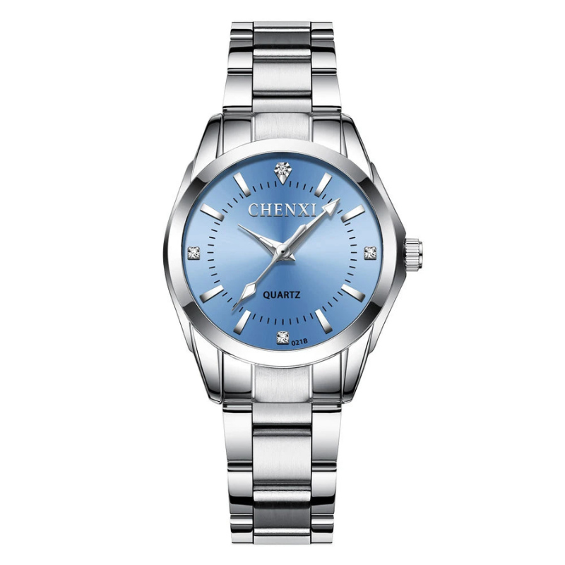 Montre femme – Quartz argentée, acier inoxydable & étanche.