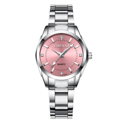 Montre femme – Quartz argentée, acier inoxydable & étanche.