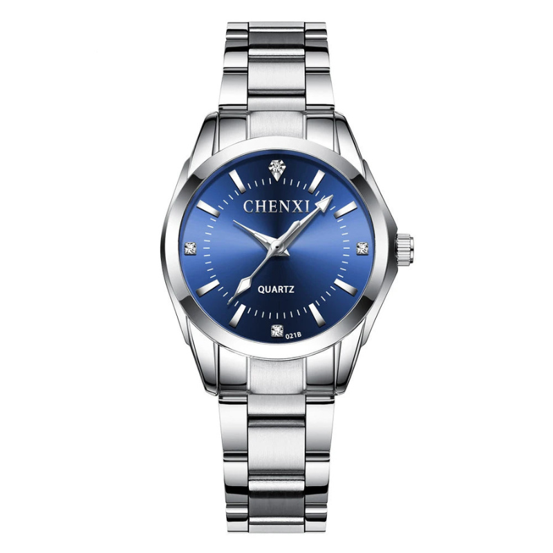Montre femme – Quartz argentée, acier inoxydable & étanche.