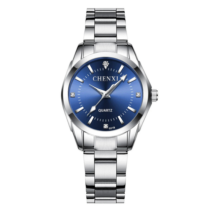 Montre femme – Quartz argentée, acier inoxydable & étanche.