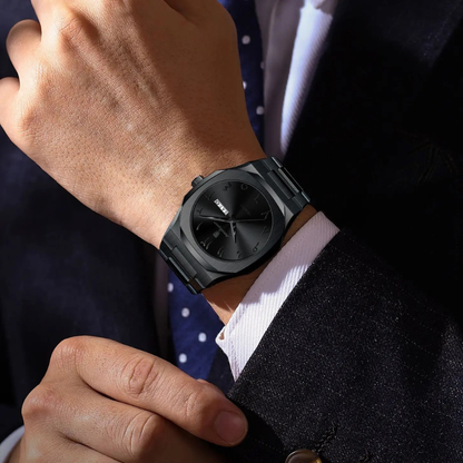 Montre homme – Quartz de luxe, acier inoxydable & calendrier étanche.