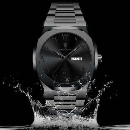 Montre homme – Quartz de luxe, acier inoxydable & calendrier étanche.