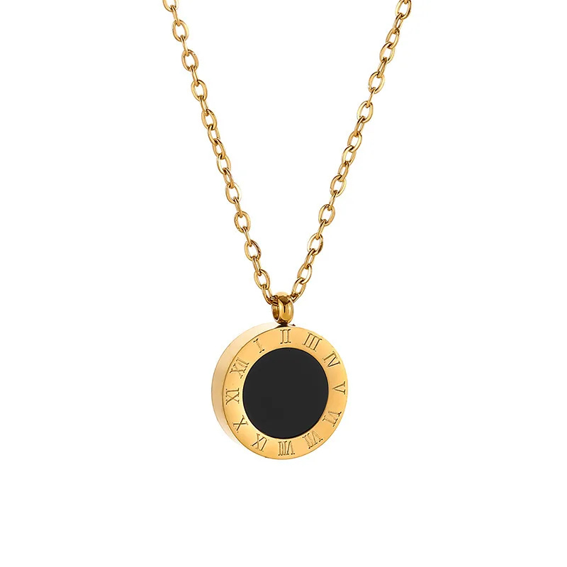 Ensemble bijoux – Acier inoxydable, chiffres romains & coquille noire