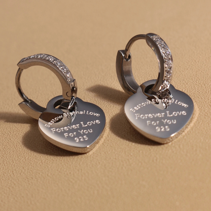 Boucles ORZEL cœur – Acier inoxydable & pendentif zircon.