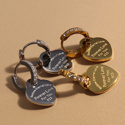 Boucles ORZEL cœur – Acier inoxydable & pendentif zircon.