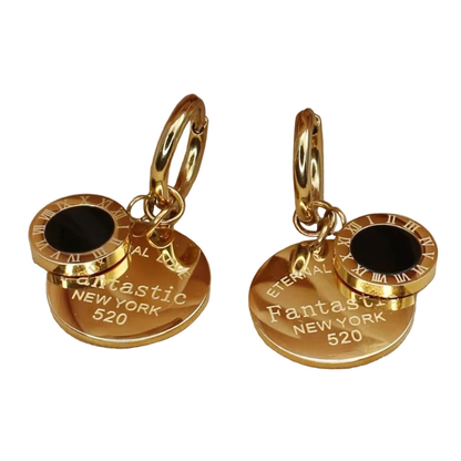 Boucles d’oreilles médaillon ORZEL – amour éternel doré.