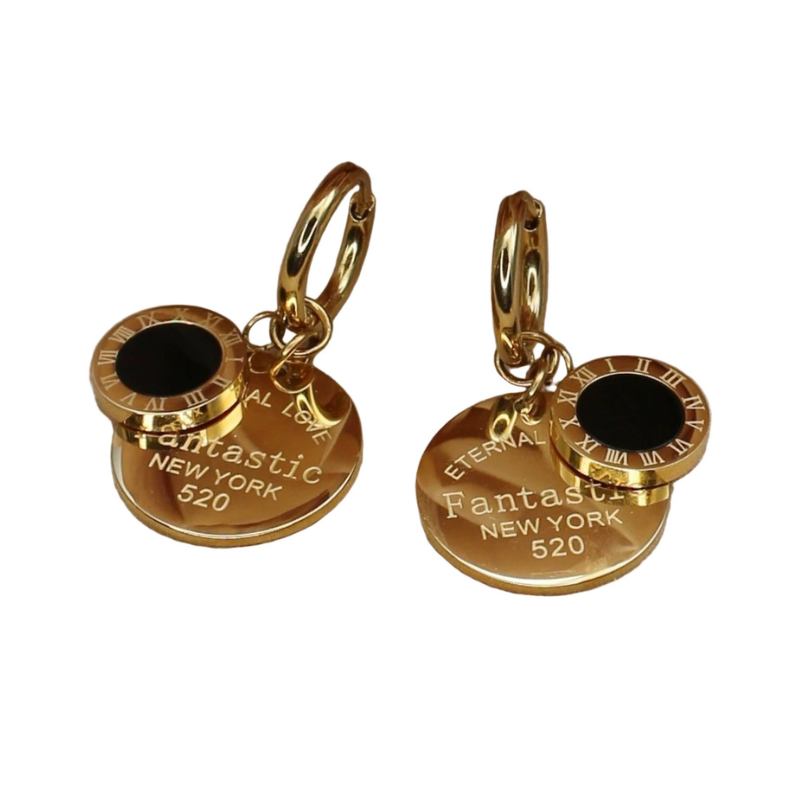 Boucles d’oreilles médaillon ORZEL – amour éternel doré.