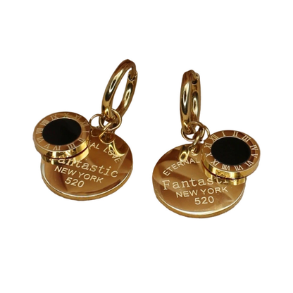 Boucles d’oreilles médaillon ORZEL – amour éternel doré.