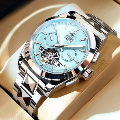 Montre CARNIVAL Tourbillon homme – mécanique automatique, acier tungstène, saphir, étanche 50M.
