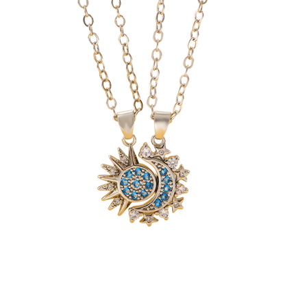 Collier magnétique Soleil et Lune pour couple – Ensemble 2 pièces.