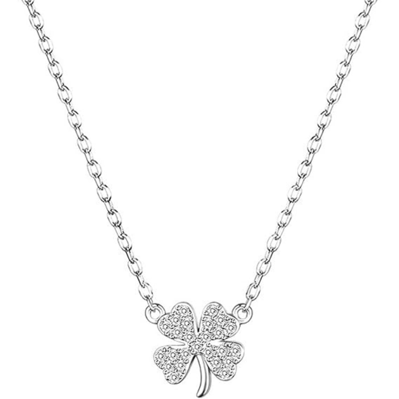 Collier ORZEL en argent 925 – pendentif plante avec zircons tendance.