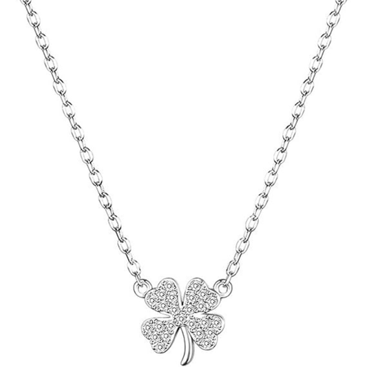Collier ORZEL en argent 925 – pendentif plante avec zircons tendance.