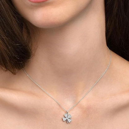 Collier ORZEL en argent 925 – pendentif plante avec zircons tendance.