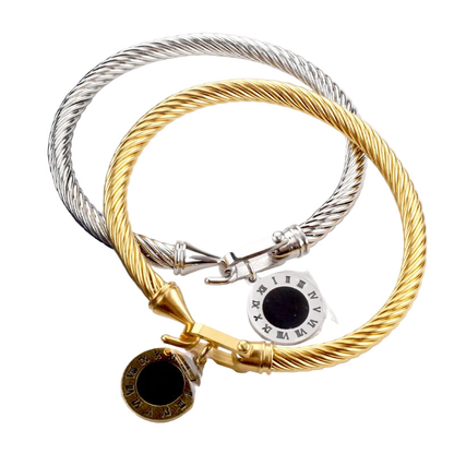 Bracelet en acier inoxydable – Coquillage noir, design élégant et résistant à l’eau.