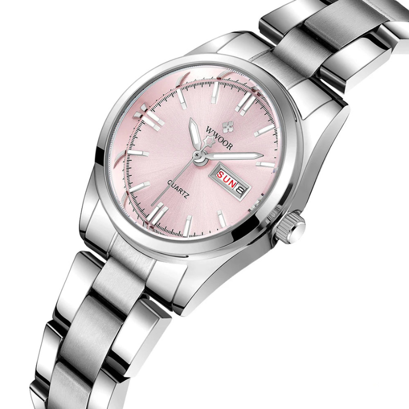 Montre femme – Quartz de luxe, acier inoxydable & élégante.