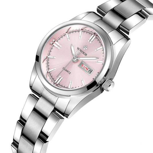 Montre femme – Quartz de luxe, acier inoxydable & élégante.