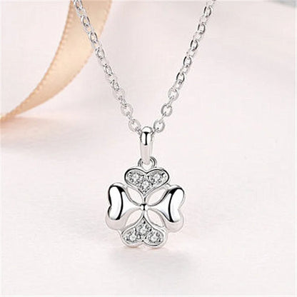 Collier Femme – Argent Sterling 925 Plaqué Or Rose et avec Pendentif Plante & Zircone.
