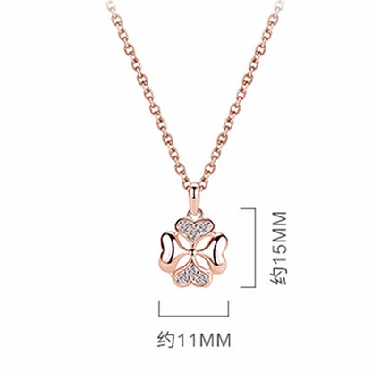 Collier Femme – Argent Sterling 925 Plaqué Or Rose et avec Pendentif Plante & Zircone.
