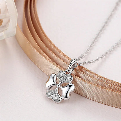 Collier Femme – Argent Sterling 925 Plaqué Or Rose et avec Pendentif Plante & Zircone.