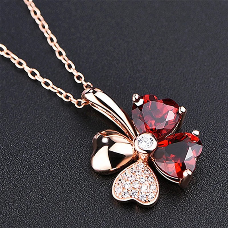 Collier femme – Argent Sterling 925 plaqué or rose avec pendentif en cristal brillant.