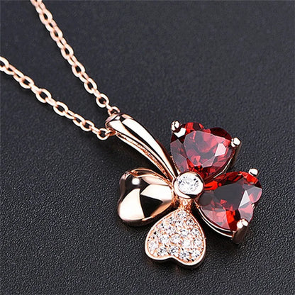 Collier femme – Argent Sterling 925 plaqué or rose avec pendentif en cristal brillant.