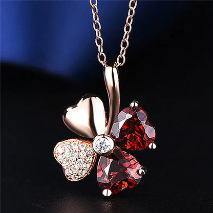 Collier femme – Argent Sterling 925 plaqué or rose avec pendentif en cristal brillant.