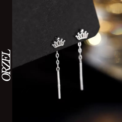 Boucles d’oreilles femme – Couronne à pampilles en argent sterling 925.