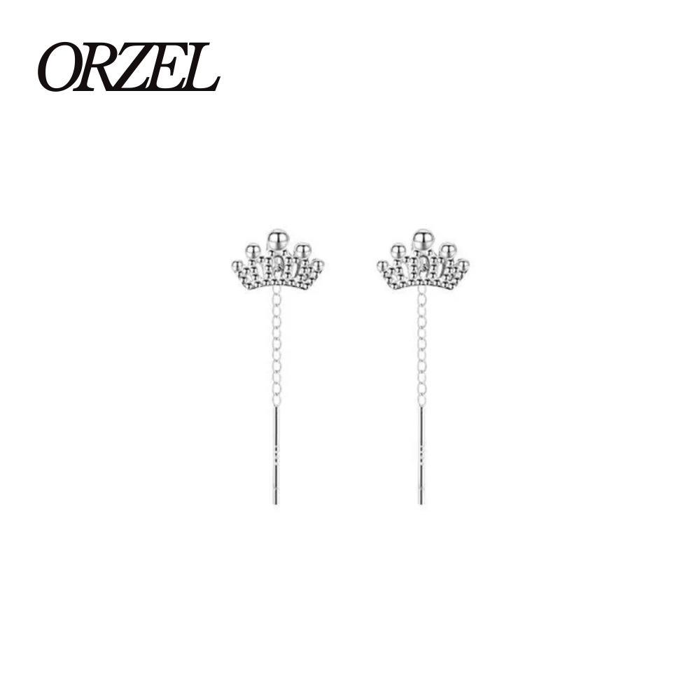 Boucles d’oreilles femme – Couronne à pampilles en argent sterling 925.