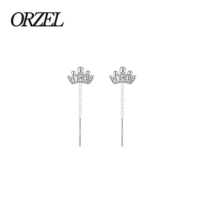 Boucles d’oreilles femme – Couronne à pampilles en argent sterling 925.