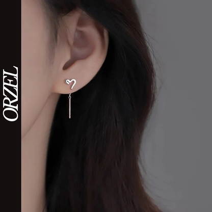 Boucles d’oreilles femme en argent 925 – Cœur mignon à la mode.