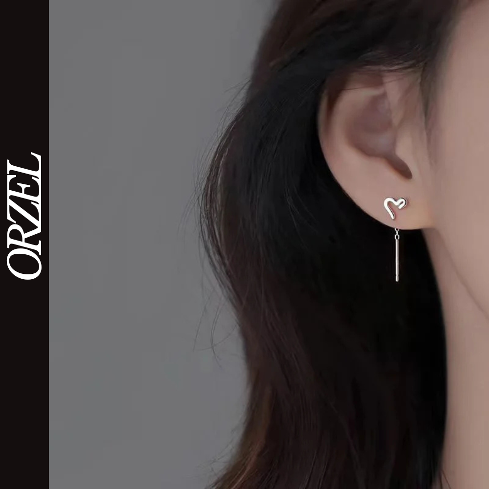 Boucles d’oreilles femme en argent 925 – Cœur mignon à la mode.