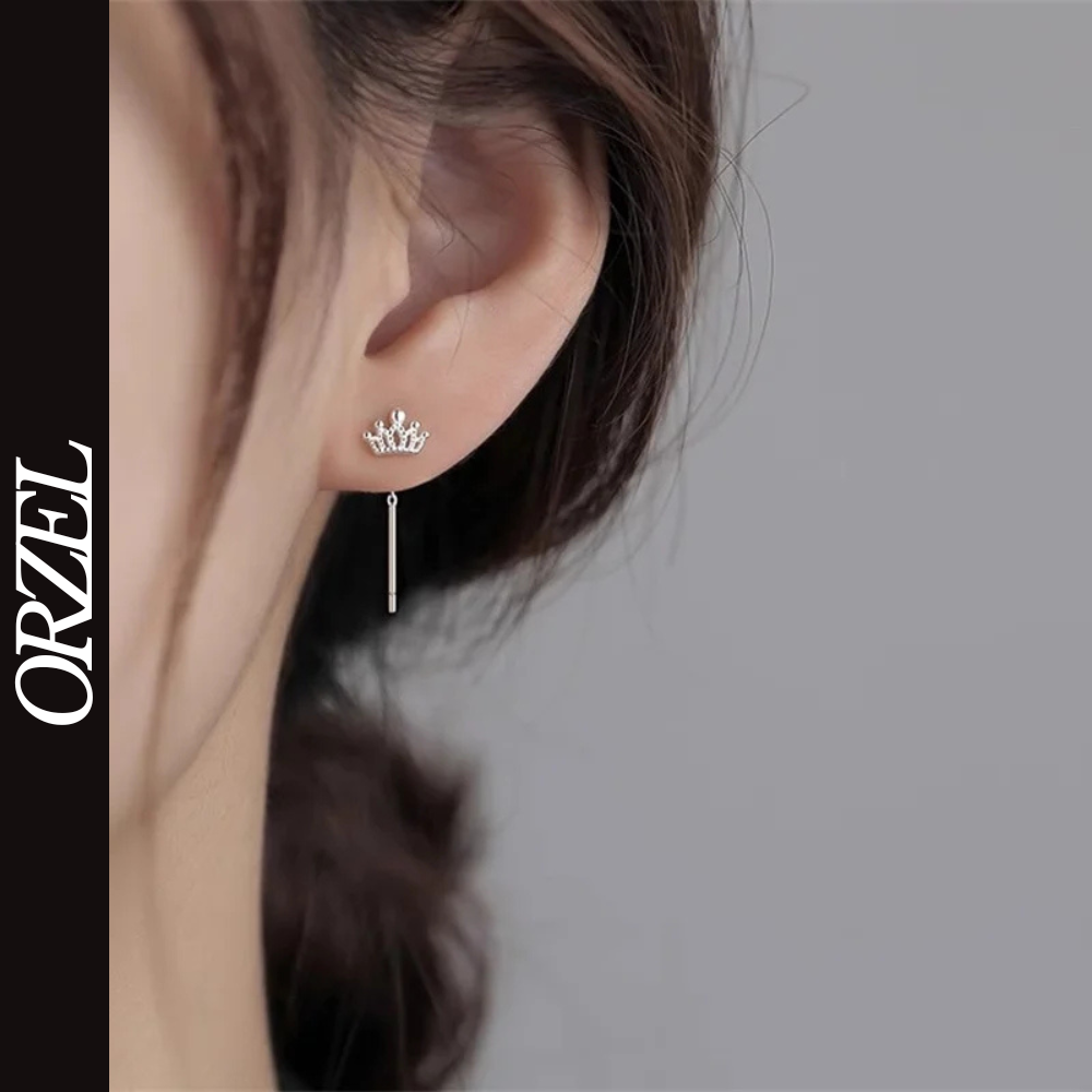 Boucles d’oreilles femme – Couronne à pampilles en argent sterling 925.