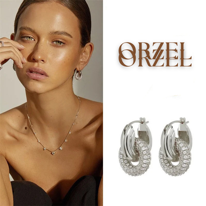 Boucles d’oreilles ORZEL cercle – Micro-incrustation CZ, port bidirectionnel.