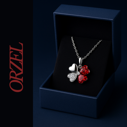 Collier Trèfle Cœur Rouge – Élégance & Chance