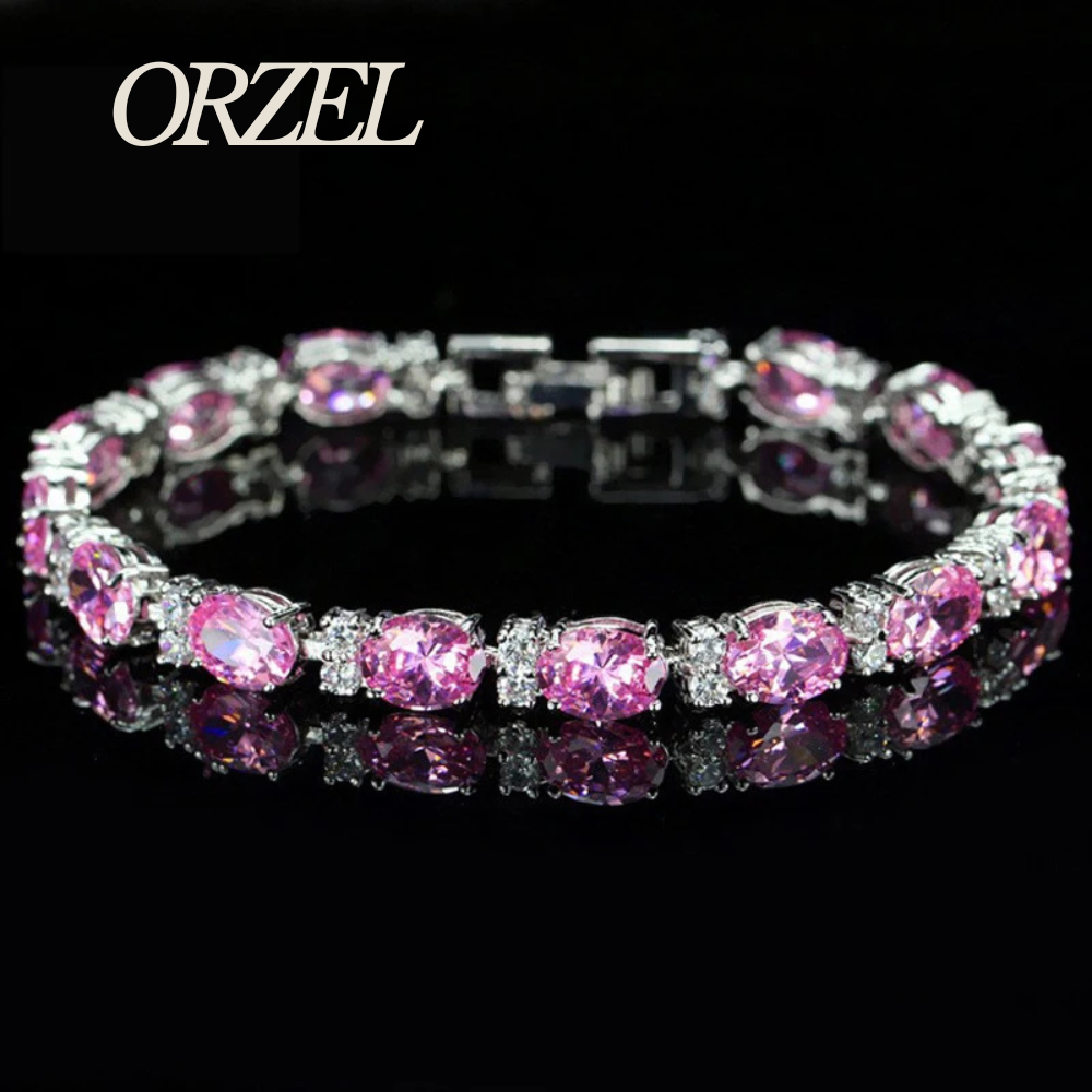 Bracelet porte-bonheur en argent 925 avec topaze colorée.